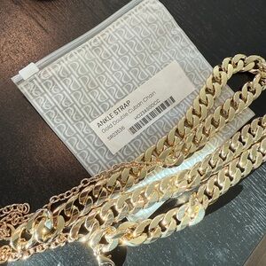 Pashion Footwear Ankle Straps (2) - Gold Double Cuban Chain Ankle Strap
